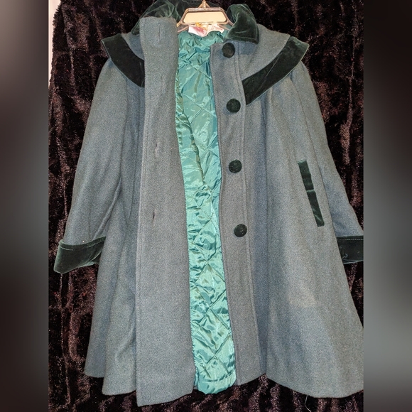 Petite Coquette Green Girls Formal Coat- 5 - Picture 4 of 11